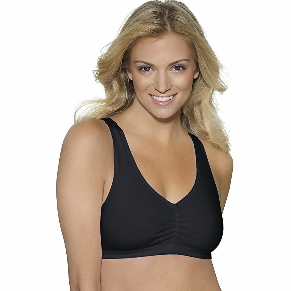 Hanes NEW Comfort Flex Fit Bra S Black Smart Size Wire Free Racer Back
